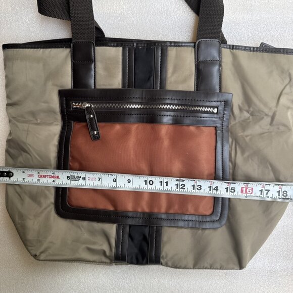 Sandra Roberts Large Tote Bag With Brown Handles & Front Zipper Pocket - Picture 10 of 12